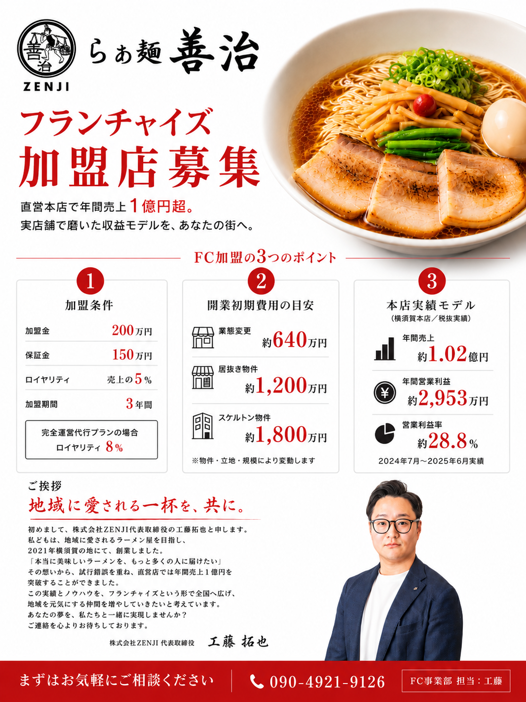 らぁ麺善治 フランチャイズ加盟店募集